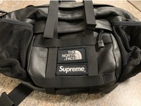 supreme the north face leather mountain waist bag black